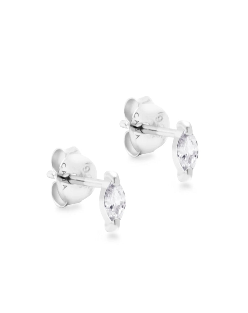 Thea White Zircon Studs - Silver