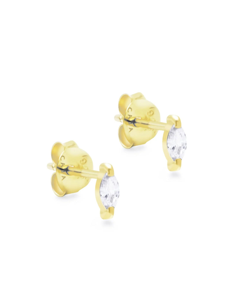 Thea White Zircon Studs - Gold