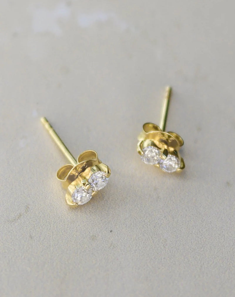 Nova White Zircon Studs - Gold