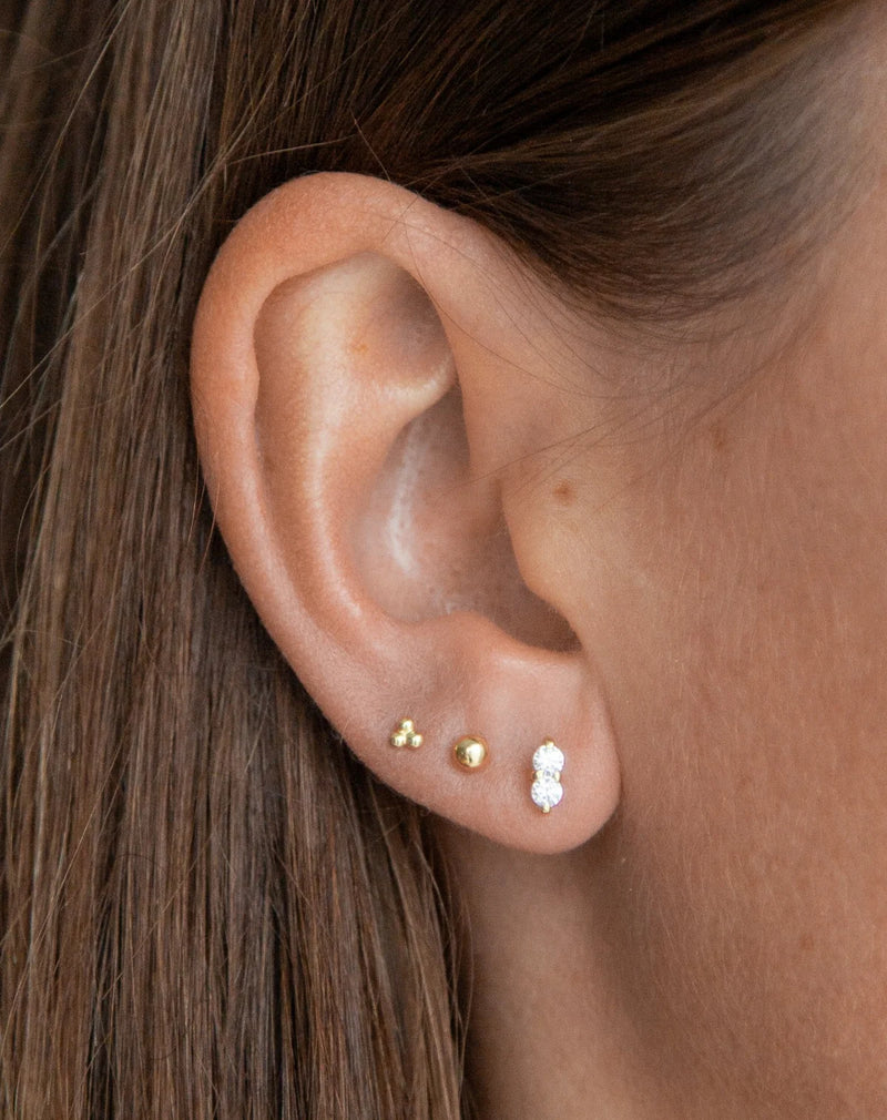 Nova White Zircon Studs - Gold