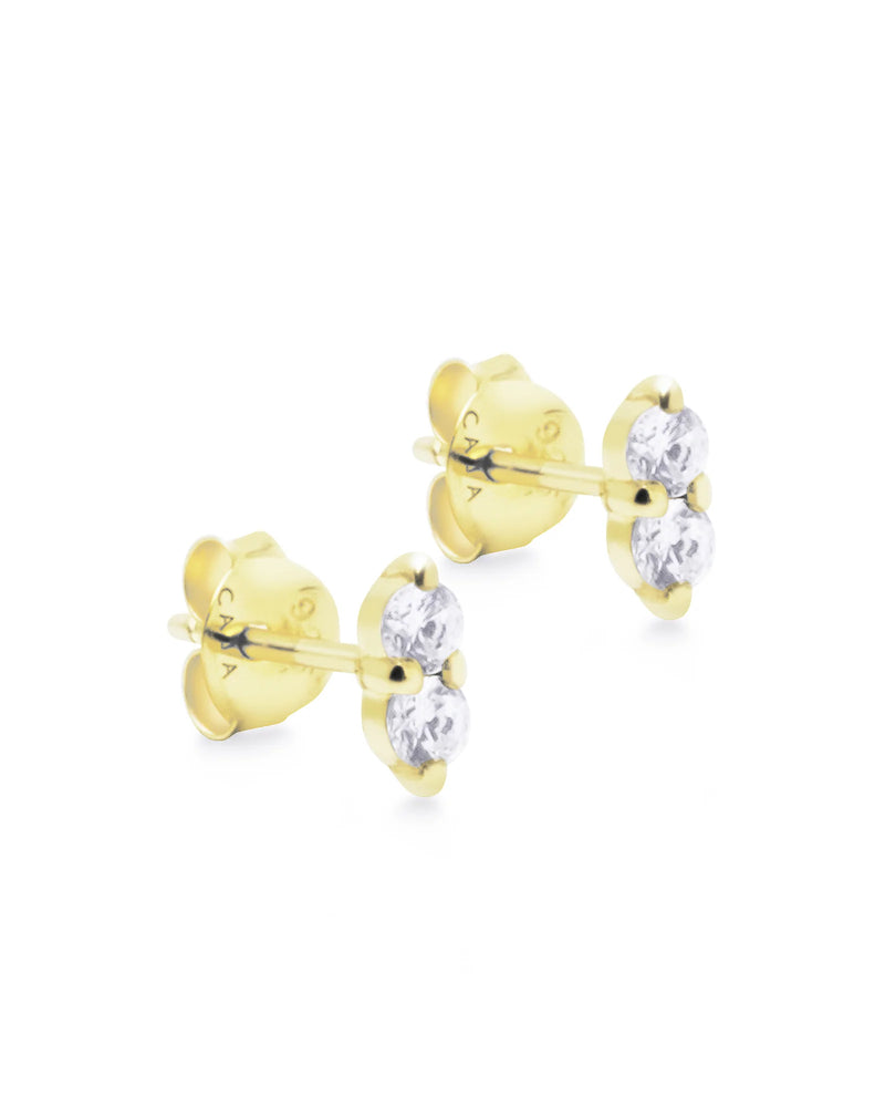 Nova White Zircon Studs - Gold