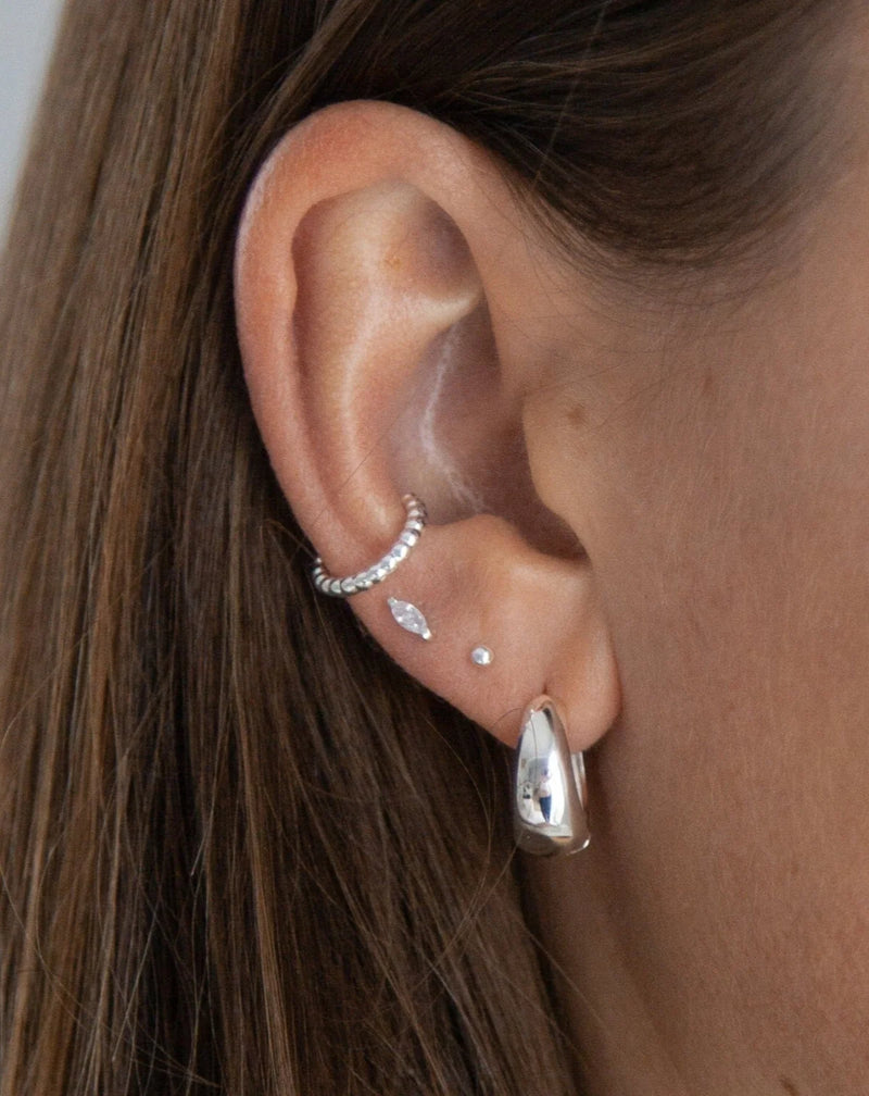 Thea White Zircon Studs - Silver