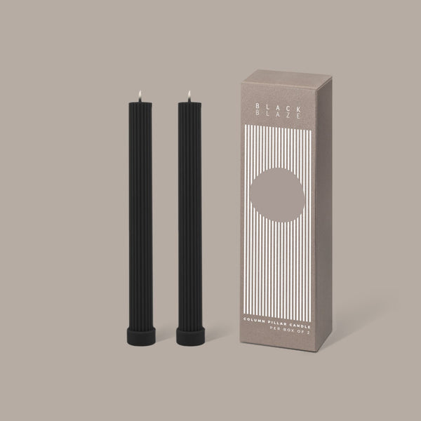 Column Pillar Candle (2 Pack) - Black