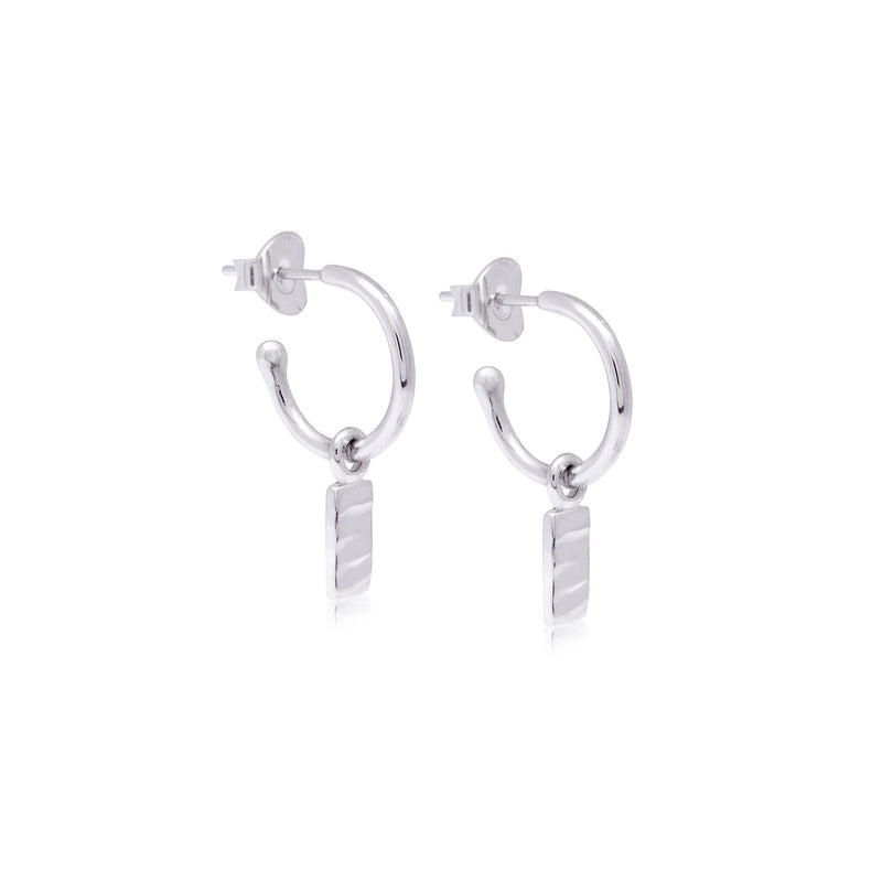 Isla Rectangle Charm Hoops - Silver